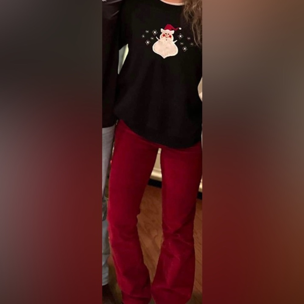 Red, High waisted corduroy flare pants. Brand: True Craft. Size: 00